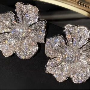 Dazzling Silver Floral Earrings